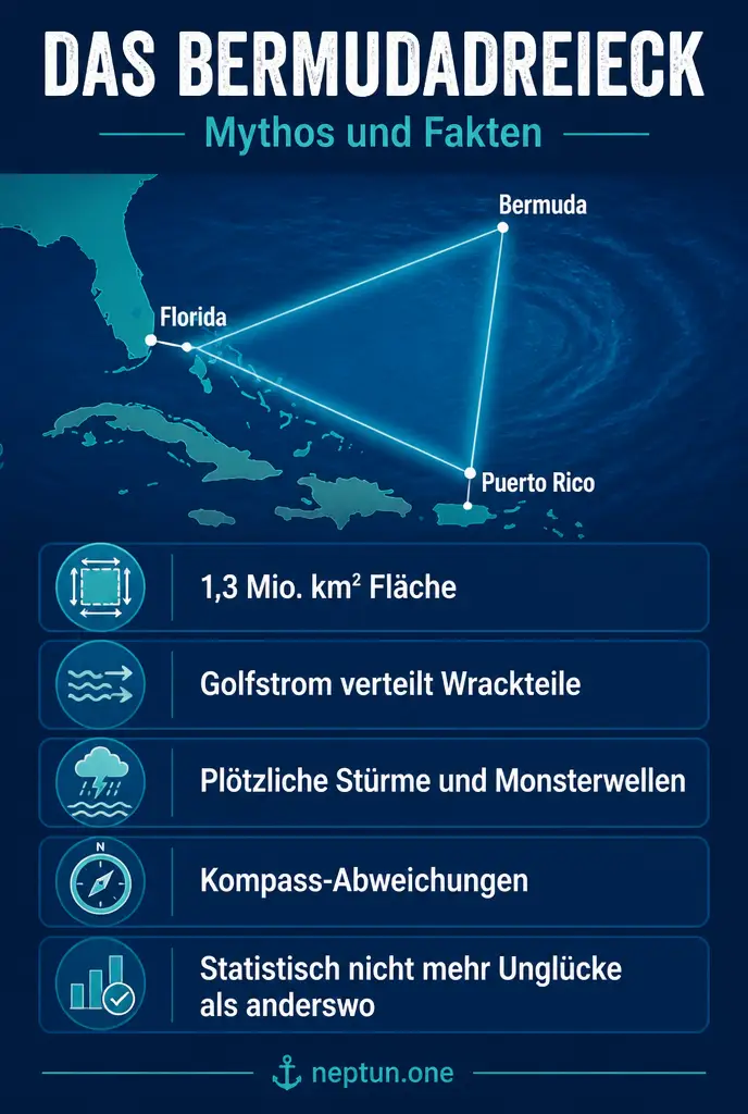 Infografik: Das Bermudadreieck, Mythos und Fakten im Überblick