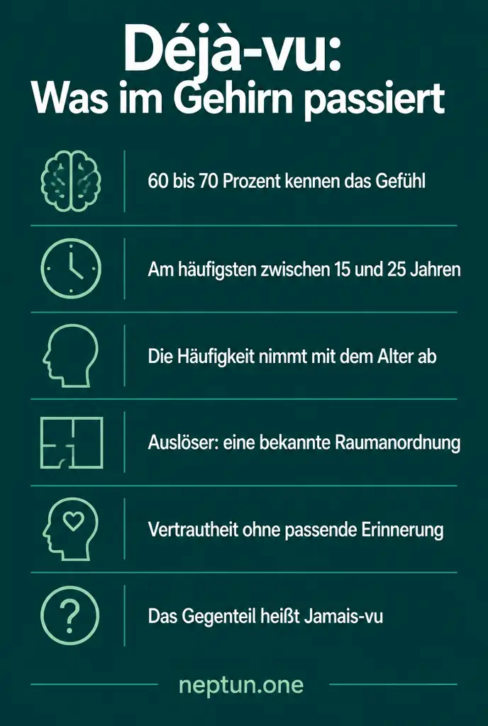Infografik zum Déjà-vu: sechs Fakten dazu, was im Gehirn passiert