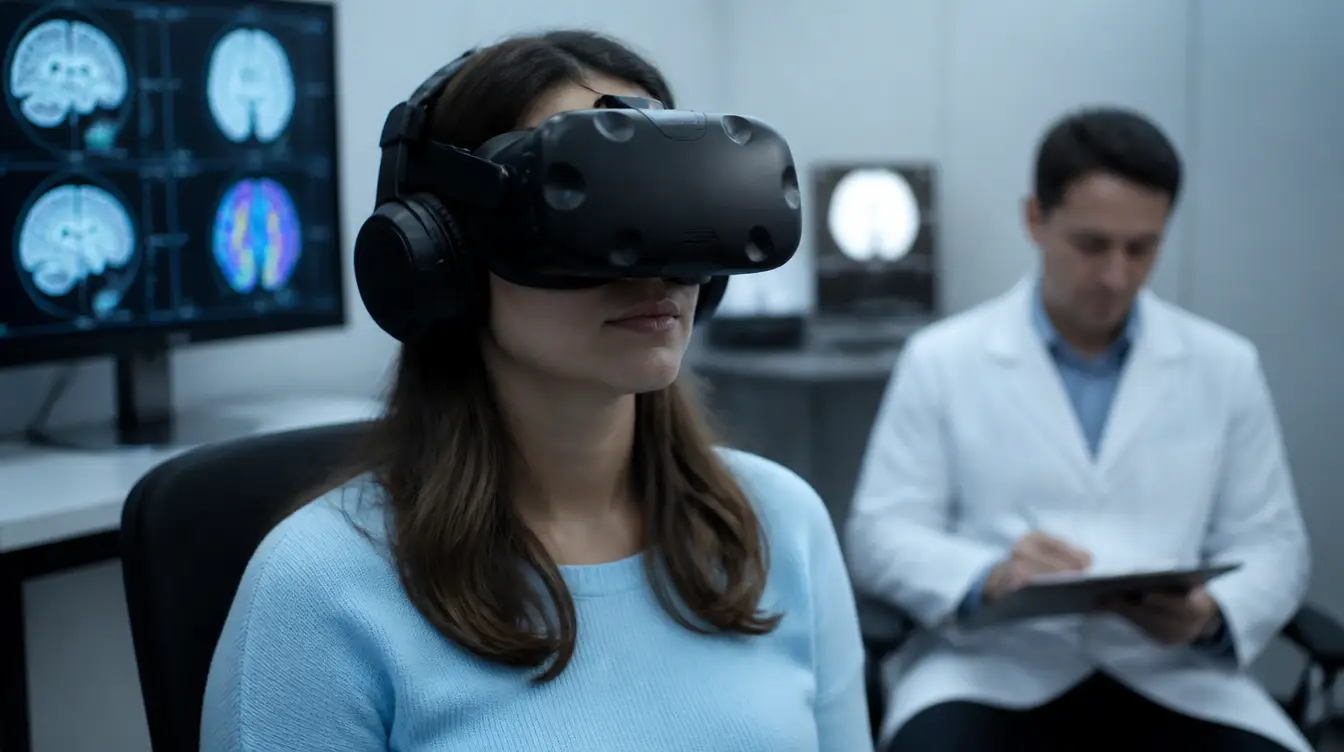 Proband mit VR-Brille im Labor: so wird das Déjà-vu experimentell ausgelöst
