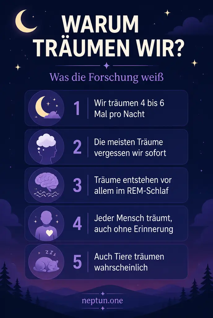 Infografik: Warum träumen wir, fünf Fakten der Traumforschung im Überblick